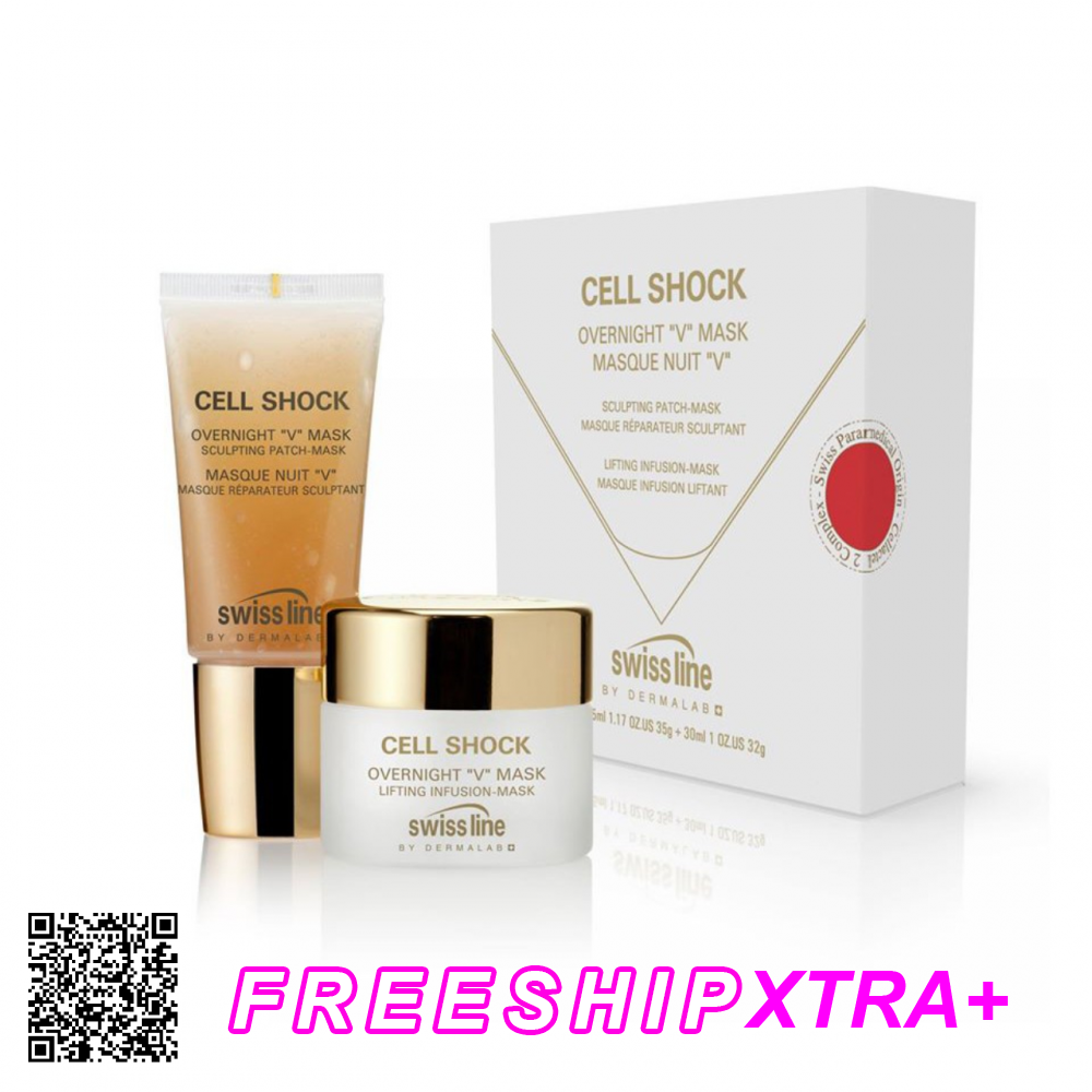 Bộ Đôi Mặt Nạ Ngủ Kiến Tạo Cấu Trúc Da Swissline Cell Shock Overnight V Mask Từ Thuỵ Sĩ 2 Món/Set