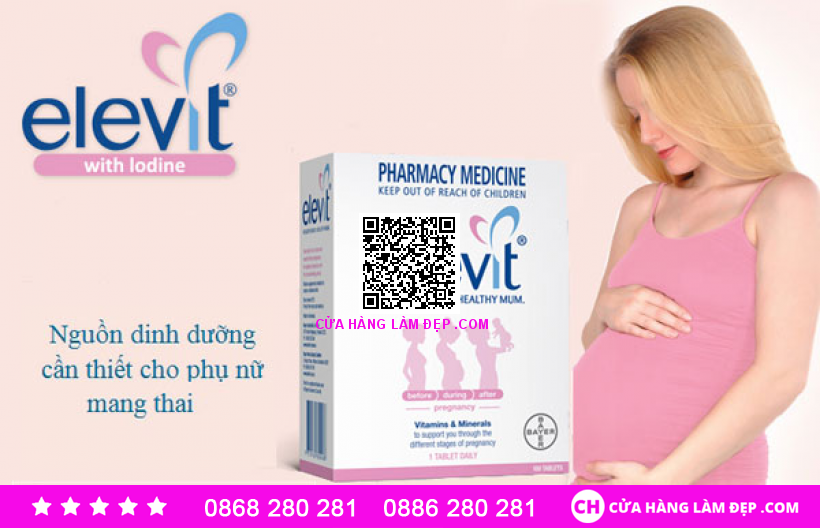 Elevit mẫu mới 2019 Của Úc Hộp 100 Viên - Vitamin Bà Bầu Dành Cho Phụ Nữ Trước, Trong Thời Kỳ Mang Thai Và Sau Khi Sinh