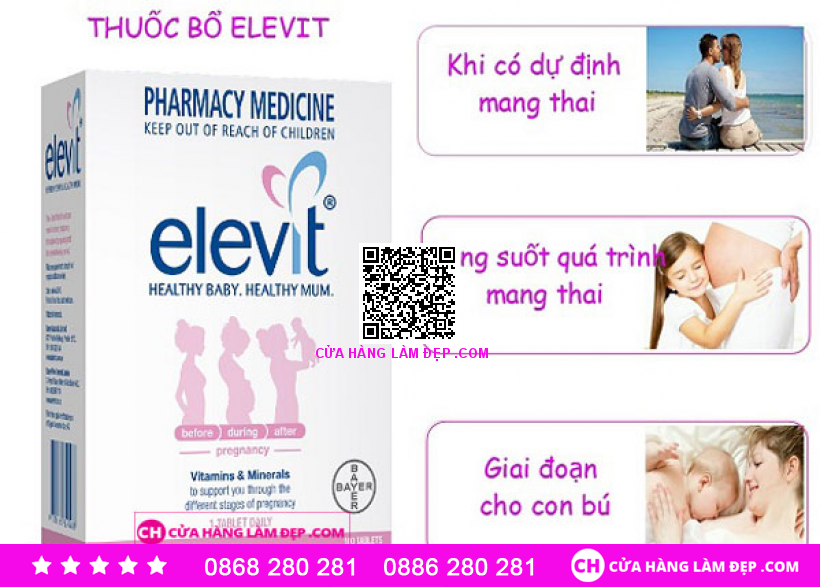 Elevit mẫu mới 2019 Của Úc Hộp 100 Viên - Vitamin Bà Bầu Dành Cho Phụ Nữ Trước, Trong Thời Kỳ Mang Thai Và Sau Khi Sinh