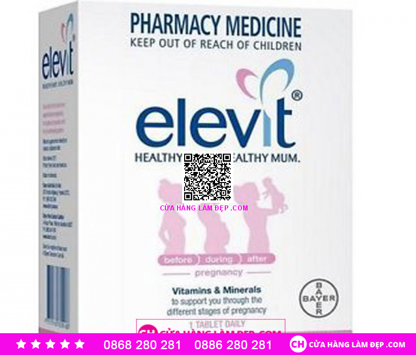 Elevit mẫu mới 2019 Của Úc Hộp 100 Viên - Vitamin Bà Bầu Dành Cho Phụ Nữ Trước, Trong Thời Kỳ Mang Thai Và Sau Khi Sinh