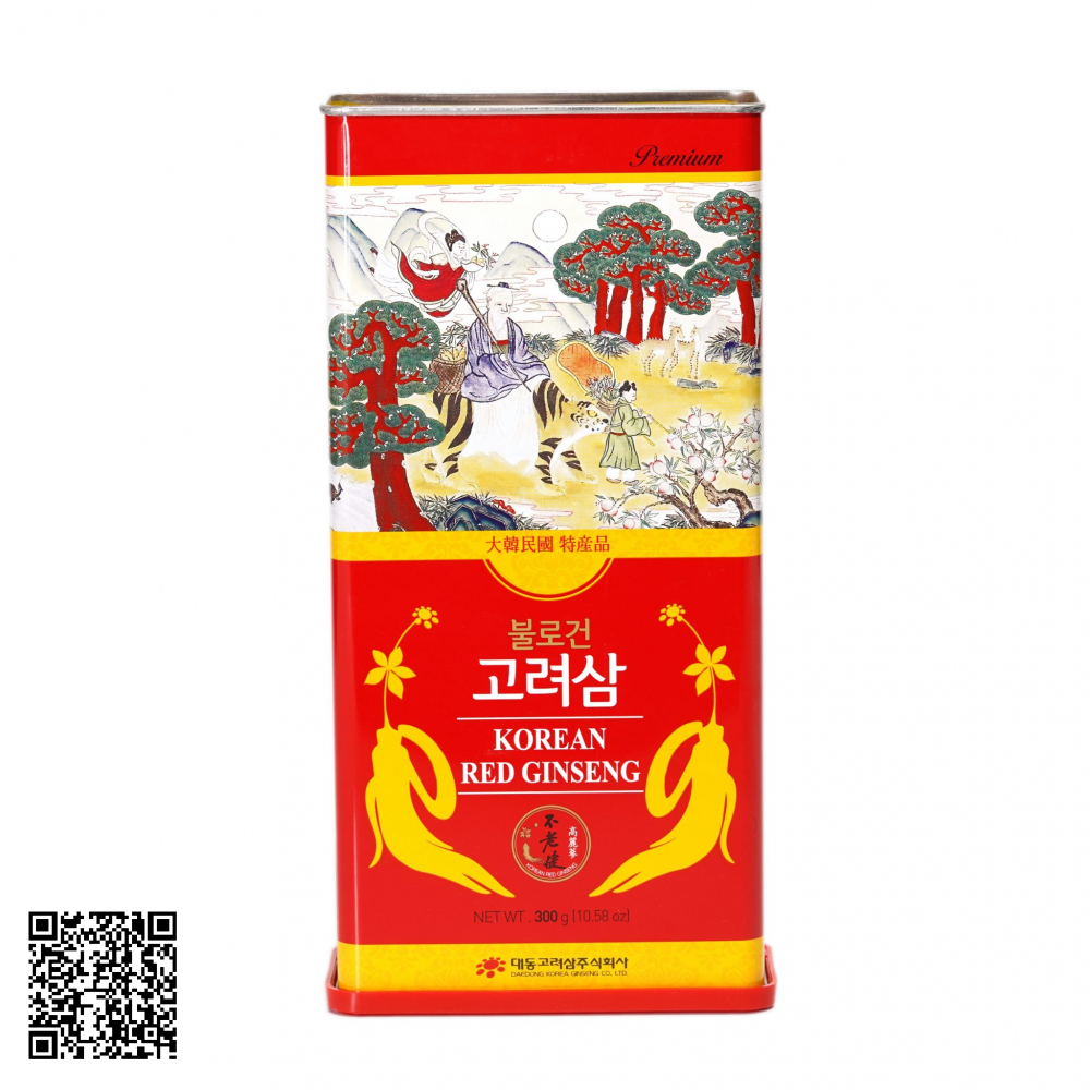 Hồng Sâm Củ Khô Daedong Korean Red Ginseng Hộp Thiếc 300g (11-20 Củ)