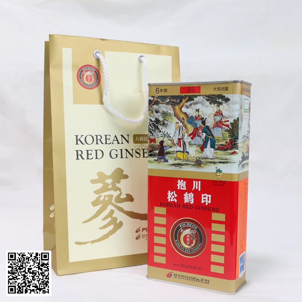 Hồng Sâm Củ Khô Pocheon Korean Red Ginseng Hộp Thiếc 300g