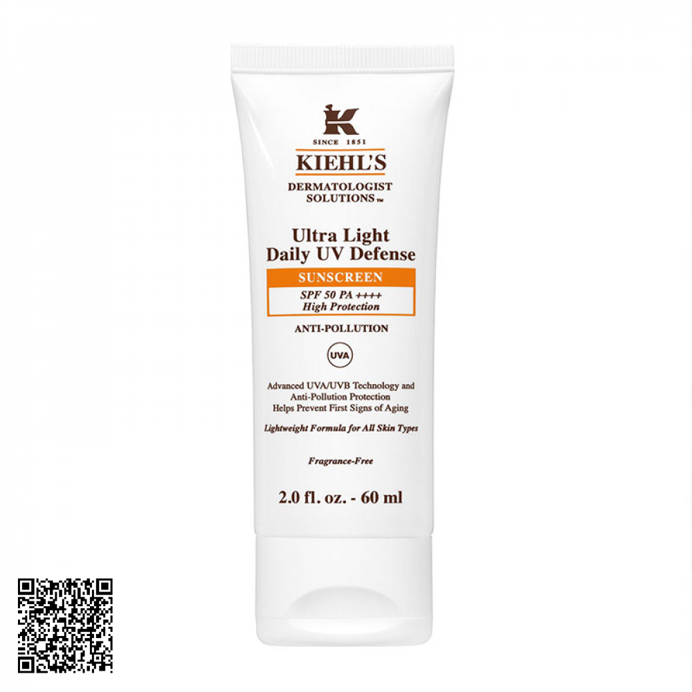 Kem Chống Nắng Kiehl’s Ultra Light Daily UV Defense Sunscreen SPF 50 PA+++ High Protection Mỹ 60ml