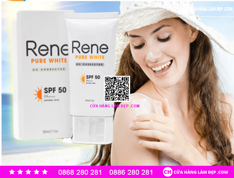 Kem trang điểm chống nắng Rene Pure White CC cream Corrector SPF50 PA+++