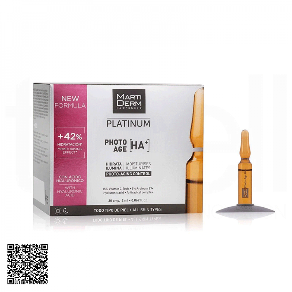 Tinh Chất Ampoules Platinum Photo Age HA+ MartiDerm 15% Vitamin C Nguyên Chất Chống Lão Hóa Của Tây Ban Nha 30 Ống