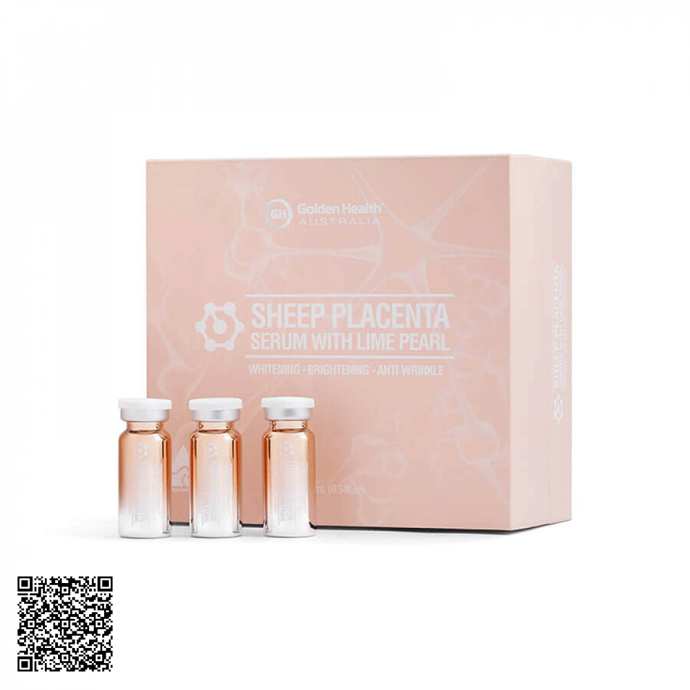 Tinh Chất Sheep Placenta Serum With Lime Pearl Golden Health Nhau Thai Cừu Và Ngọc Trai Của Úc Hộp 6 Lọ 10ml