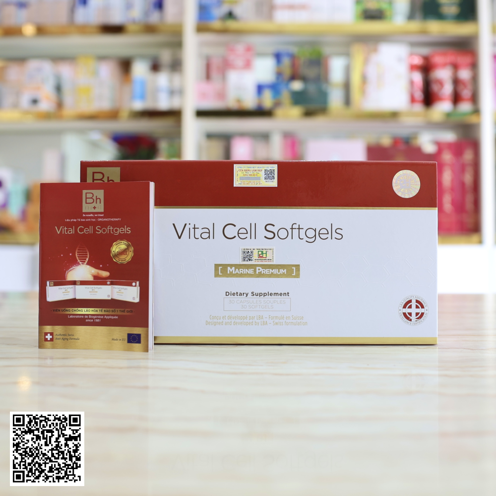 Viên Uống Tế Bào Sinh Vật Đại Dương Marine Premium Vital Cell Softgel Trẻ Hóa Da Thụy Sĩ 30 Viên