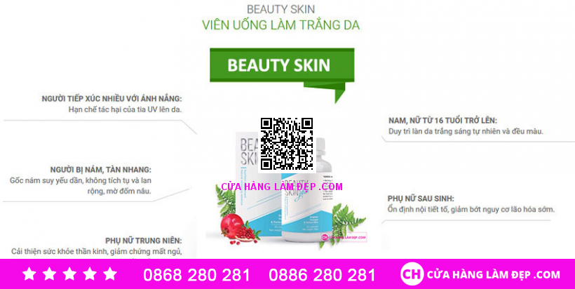 Viên Uống Trắng Da Chống Nắng Beauty Skin Plus USA Mẫu Mới 2019