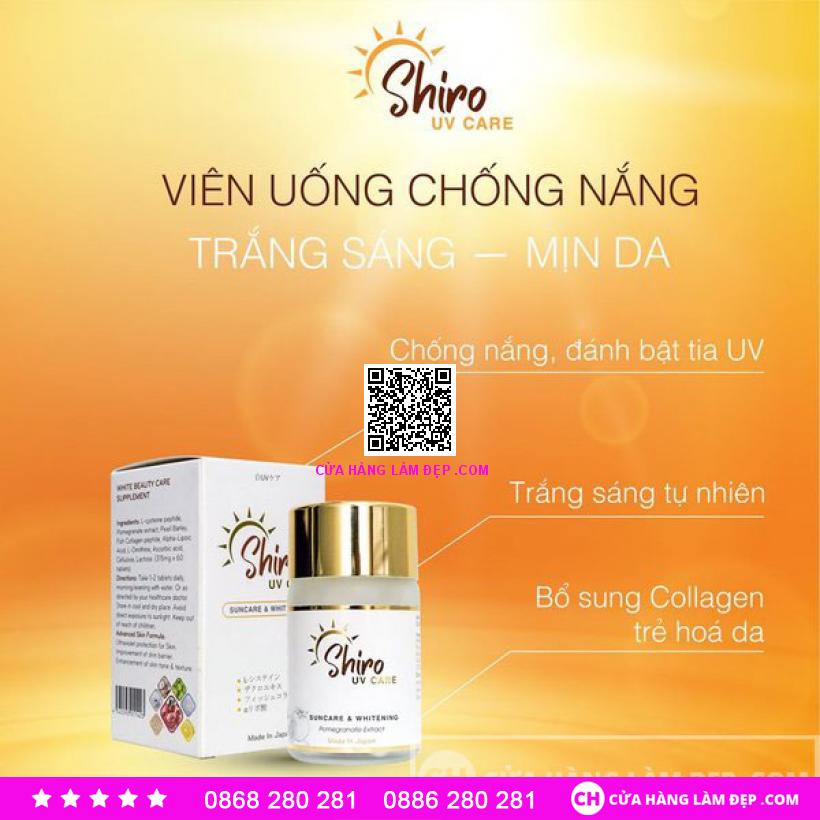 Viên Uống Trắng Da Chống Nắng Shiro UV Care Suncare Whitening