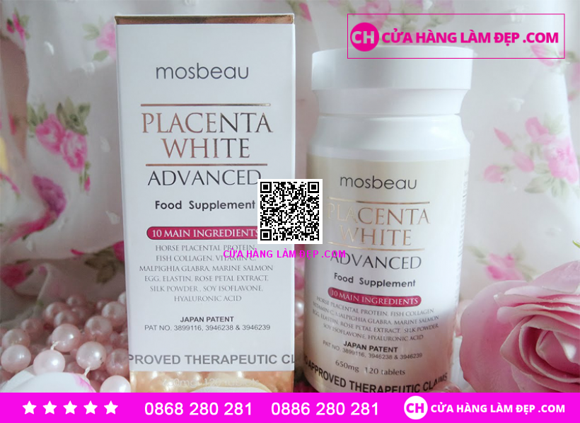 Viên Uống Trắng Da Mosbeau Placenta White Advanced